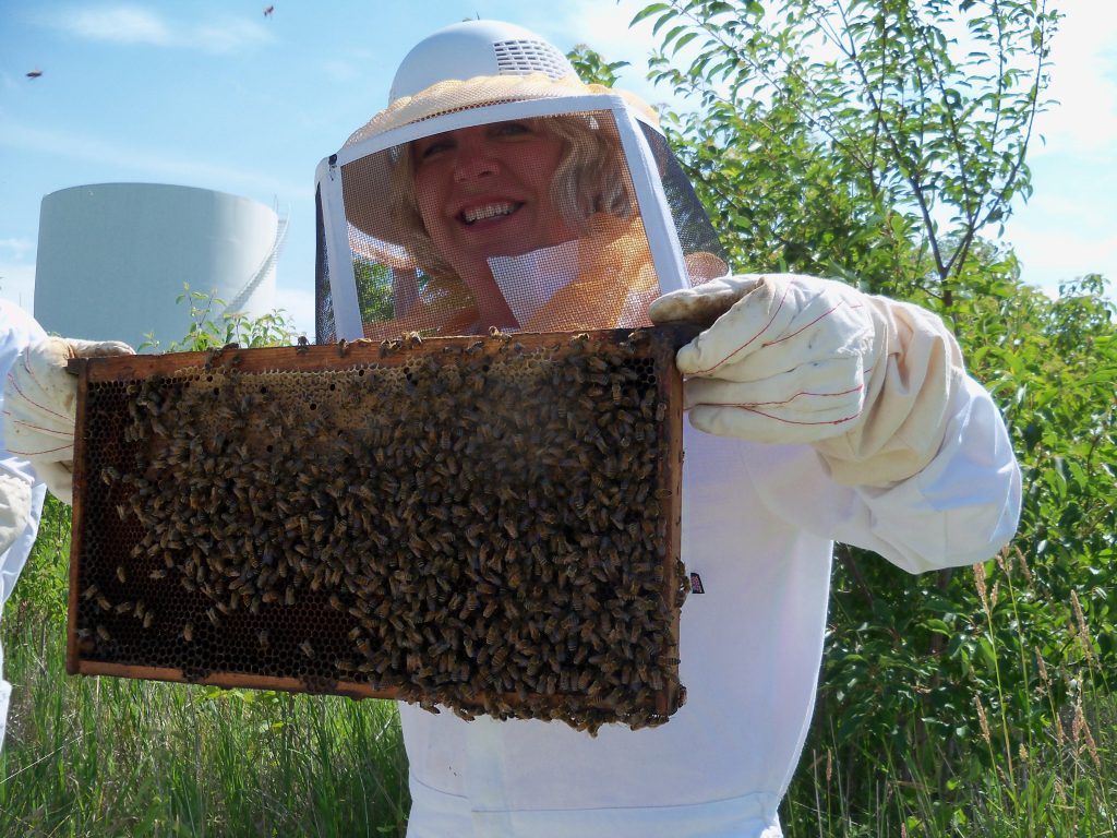 Maribeth with bees