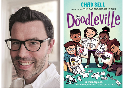 Author Chad Sell and the cover of his graphic novel, Doodleville