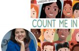 author Varsha Bajaj and the cover of her novel Count Me In
