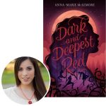 Author Anna-Marie McLemore and the cover of her novel Dark and Deepest Red