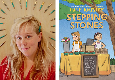 Author and illustrator Lucy Knisley and the cover of her new graphic novel, Stepping Stones