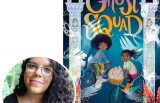 Author Claribel Ortega and the cover of her novel Ghost Squad