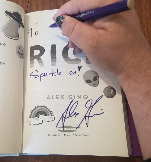 A copy of the novel Rick, signed by the author Alex Gino.