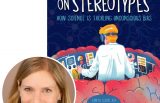 Author Tanya Lloyd Kyi and the cover of her book This Is Your Brain on Stereotypes