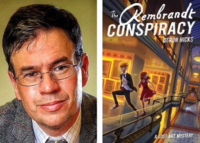 Author Deron Hicks and the cover of his novel The Rembrandt Conspiracy