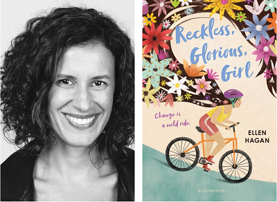 Ellen Hagan and the cover of Reckless, Glorious, Girl