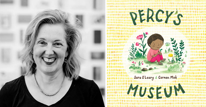 Sara O'Leary and the cover of Percy's Museum.