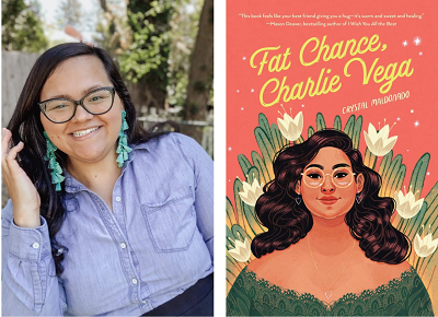 Crystal Maldonado and the cover of Fat Chance, Charlie Vega.