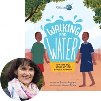 Susan Hughes and the cover of Walking for Water