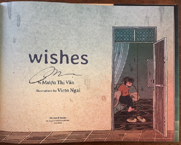 The title page of Wishes, signed by the author, Mượn Thị Văn.