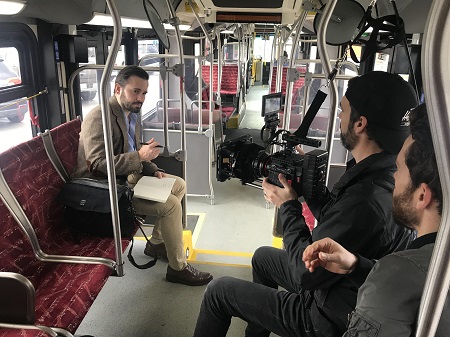 Jeff Zentner on a Nashville city bus, where he used to write his books during his commute.