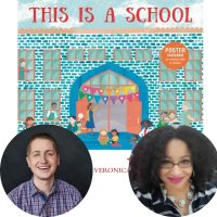 John Schu, Veronica Miller Jamison, and the cover of This Is a Scbhool