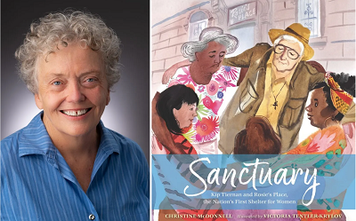 Christine McDonnell and the cover of Sanctuary