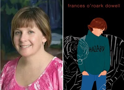 Frances O'Roark Dowell and the cover of Hazard.