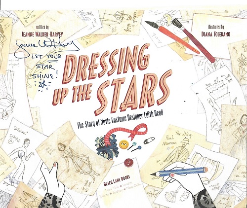 The title page from Dressing Up the Stars, signed by the author, Jeanne Walker Harvey, with the message, "Let your star shine."