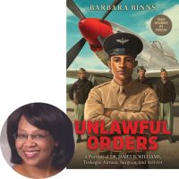 Barbara Binns and the cover of Unlawful Orders