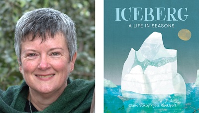 Claire Saxby and the cover of Iceberg