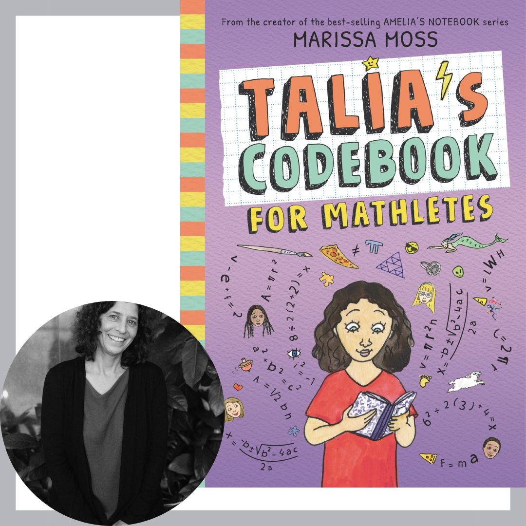 Marissa Moss and the cover of Talia's Codebook for Mathletes