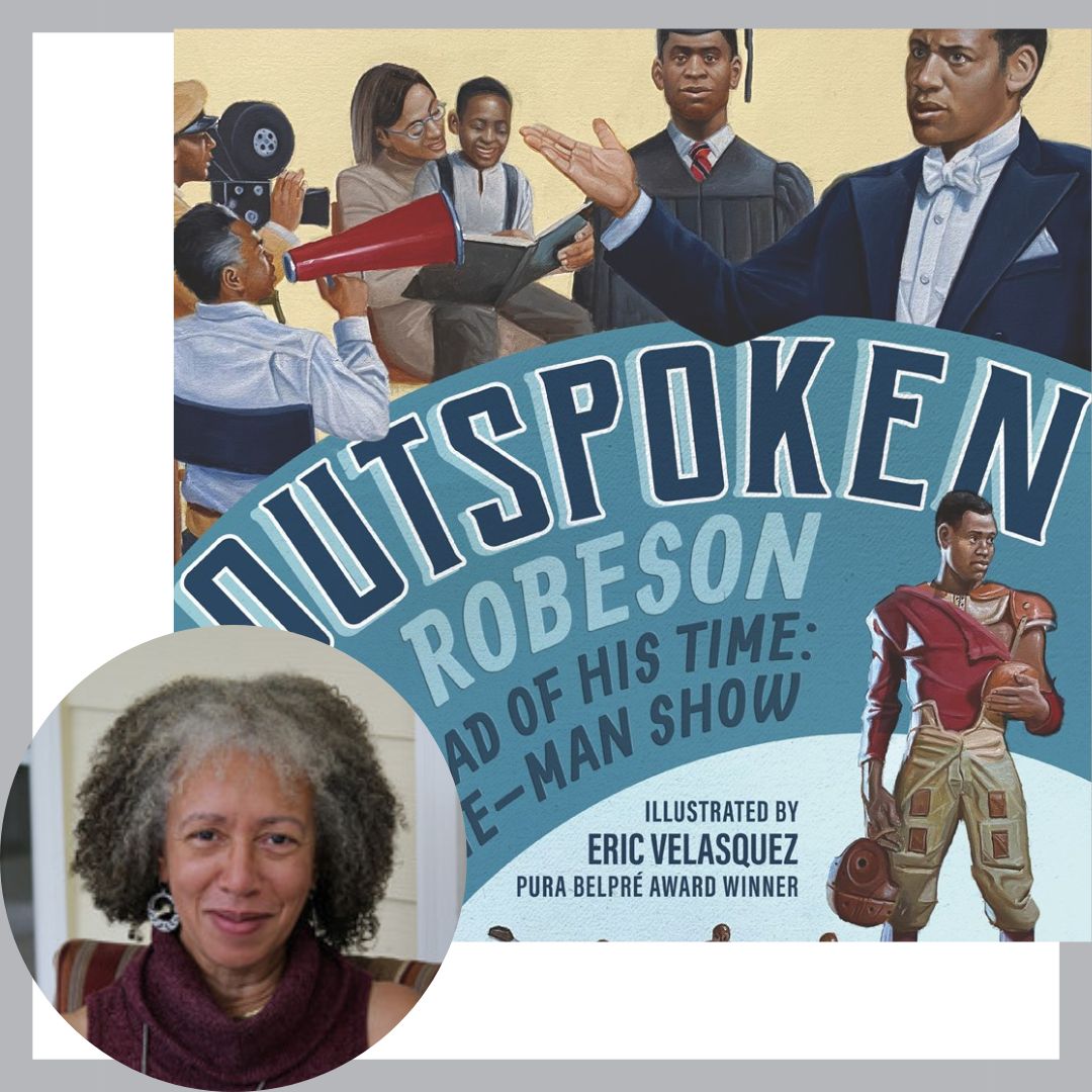 Carole Boston Weatherford and the cover of Outspoken