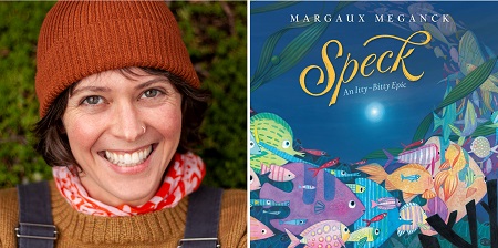 Author-illustrator Margaux Meganck and the cover of Speck.