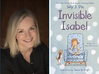 Sally Pla and the cover of Invisible Isabel