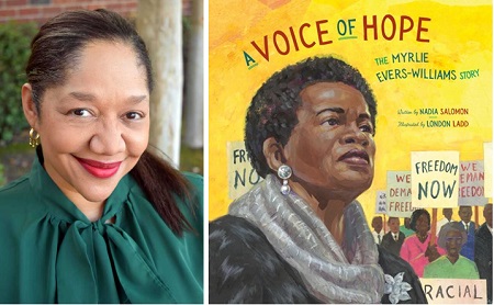 Nadia Salomon and the cover of A Voice of Hope.