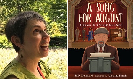 Sally Denmead and the cover of A Song for August.