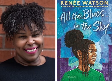 Renée Watson and the cover of All the Blues in the Sky.