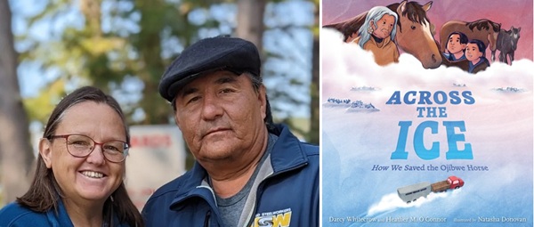 Heather M. O'Connor, Darcy Whitecrow, and the cover of Across the Ice.