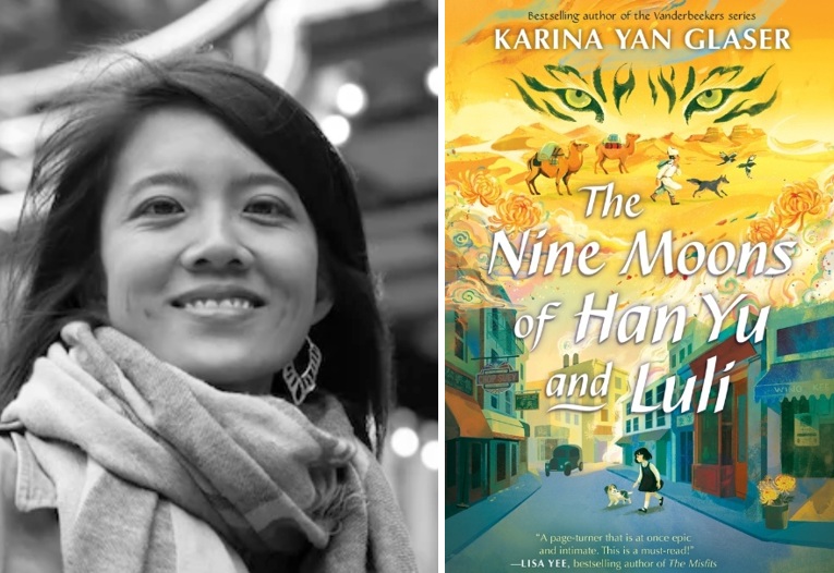 Karina Yan Glaser and the cover of The Nine Moons of Han Yu and Luli